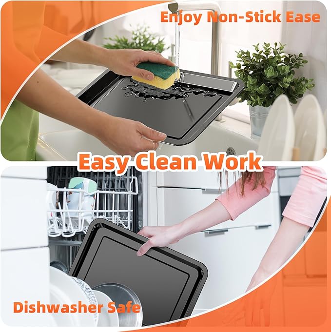 Air Fryer Basket, DEGOVIN 2 Set Large&Medium Oven Air Fryer Basket and Tray