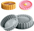 FunSiltasy 10 Inch Silicone Cake With 8 Inch Pan Set (2 Pack) - Nonstick Baking Mold for Pound Cake, Jello, Bread & Brownies, Dishwasher Safe, Grey