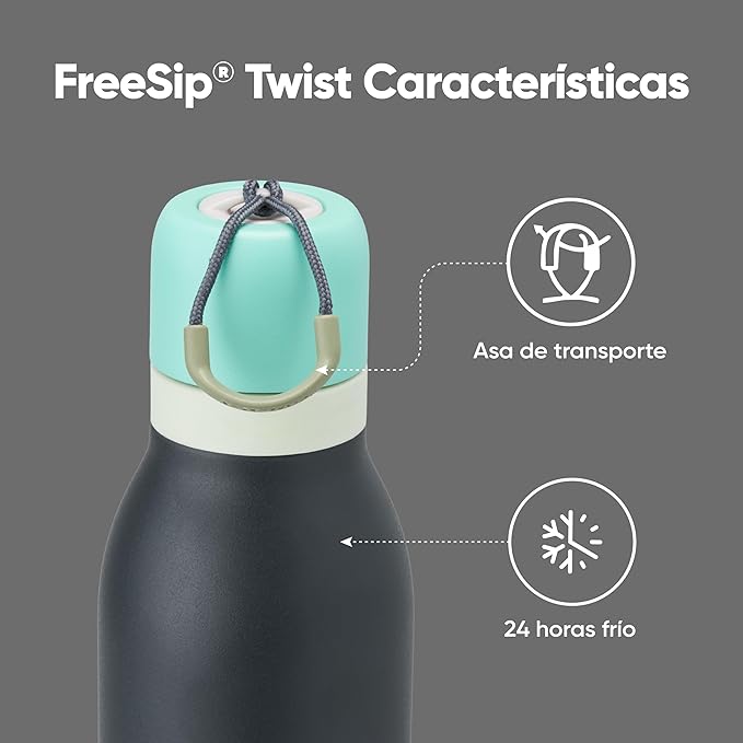 Owala FreeSip Twist Stainless Steel Water Bottle 24 oz Foggy Tide