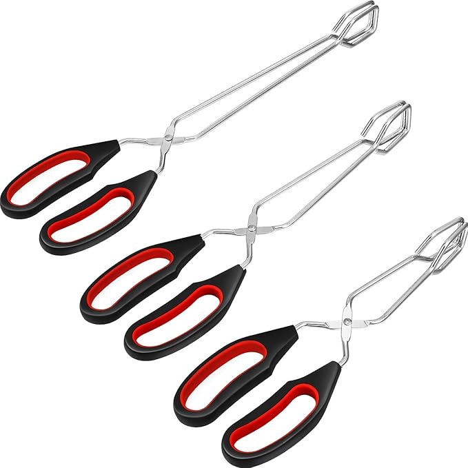 Scissor Tongs 3 Pack, Kitchen Food Tongs 9/11/12 Inch for Cooking Grilling