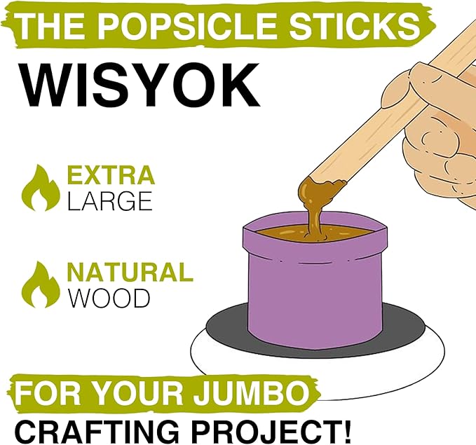 WISYOK 8" Jumbo Craft Sticks, 90Pcs, Extra Large