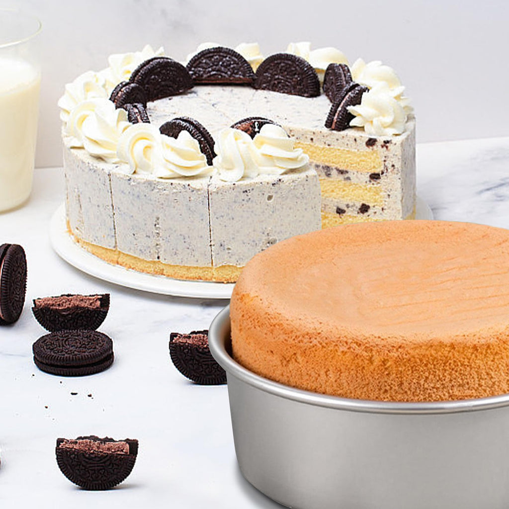 HomeMall 9 x 3 inch Round Cake Pan Set of 3, Aluminum Baking Pans for Layer Cakes, Heavy Duty Non-Stick, Evenly Baking Molds for Home Kitchen, Tapered Sides