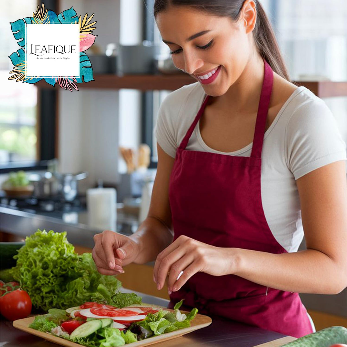 LEAFIQUE 200 Pack 10” Square Disposable Plates – Heavy Duty & Sturdy, Better Than Paper or Plastic – Bulk Party Plates for Catering, Party, BBQ, Weddings & Events – Eco Friendly, Compostable