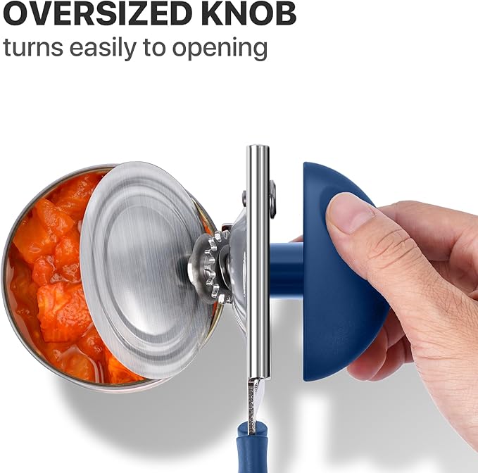 UHIYEE Heavy Duty Hand Can Opener with Comfortable Grip for Seniors, Blue