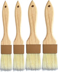 NXRACSH Natural Bristle Basting & Pastry Brush Set - 1.5"& 1" Food Grade Cooking Brushes, Not Shedding, for Turkey Basting, Butter, Egg Wash, Baking (4 Pc)