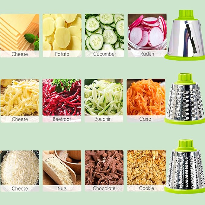 Eleko Meyar Cheese Grater with Handle, Multifunctional Manual Rotary Cheese Grater - Cheese Shredder Easily Chop Carrots, Potatoes, Vegetables and Fruits and Easy to Clean