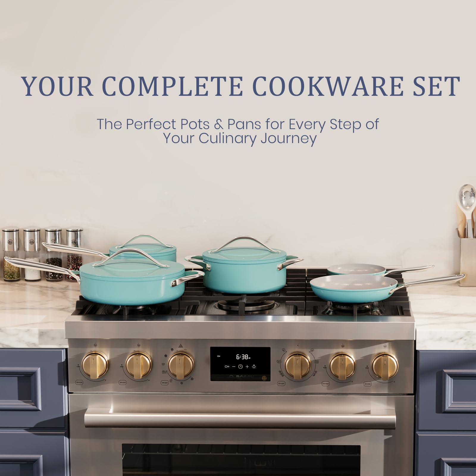 CookinCraze Premium Ceramic Sauce Pan with Lid, 3.5 QT Nonstick Saucepan