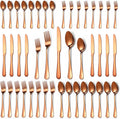 40 Pcs Rose Gold Silverware Set for 8, Food Grade Stainless Steel Flatware Set, Eating Utensils Sets Include Fork/Knife/Spoon, Reusable Cutlery Set for Home Kitchen, Dishwasher Safe, Round Edge