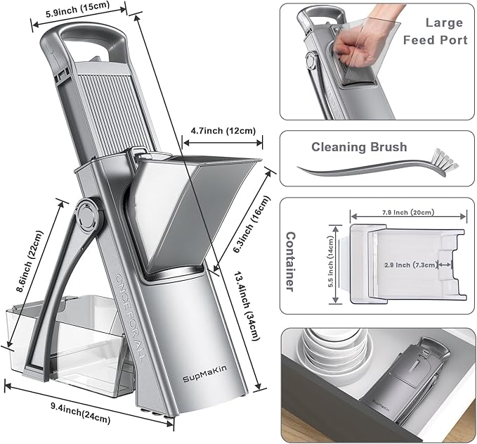 SupMaKin Safe Mandoline Slicer Plus for Kitchen, Vegetable Slicer & Chopper