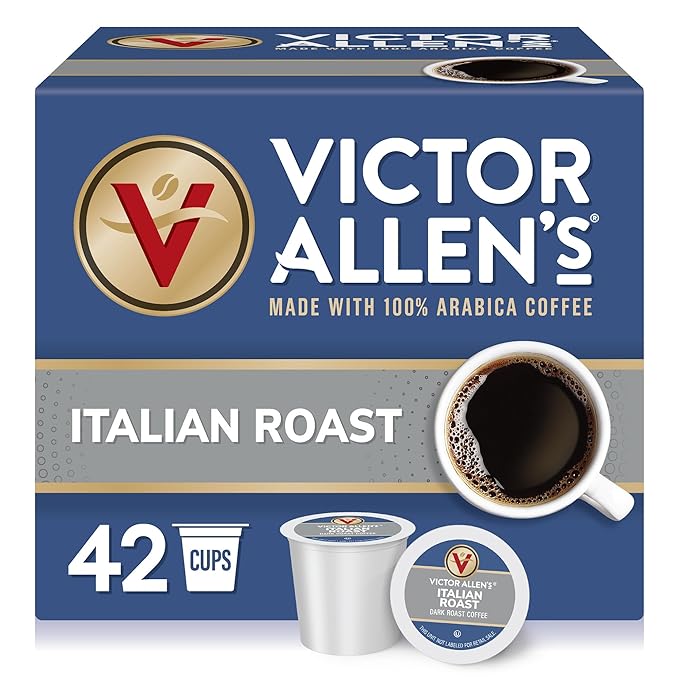 Victor Allen's Coffee Italian Roast, Dark Roast, 42 Count Single Serve Coffee Pods for Keurig K-Cup Brewers
