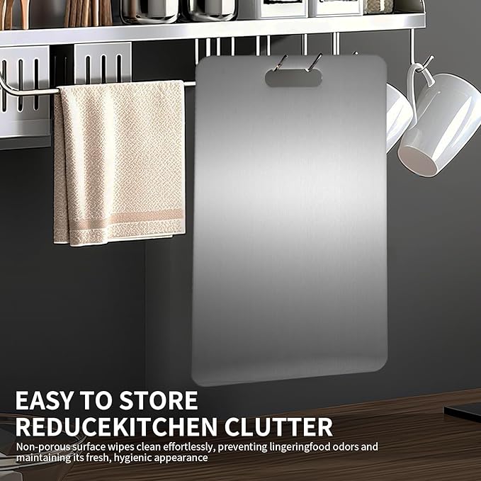 Katori Titanium Cutting Board, 100% Pure Titanium Cutting Boards for Kitchen, Double Sided Non Toxic Cutting Board,Hygiene Durable Chopping Board Suitable for Dishwasher Safe （L)