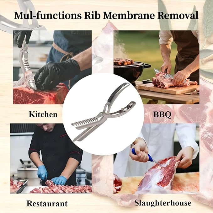 FirFiltr Rib Prep Tool Pro,Stainless Steel Rib Membrane Removal Tool,Professional Boning Tongs Rib Prep Tool for BBQ Enthusiasts,Ergonomic Handle for Easy Membrane Removal(1 PCS)