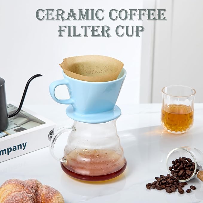 Noarixa Pour Over Coffee Dripper, Ceramic Pour Over Coffee Maker, Blue