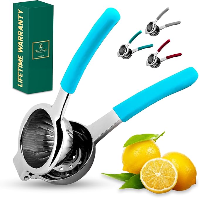 Bellemain Metal Lemon Squeezer, Stainless Steel Citrus Juicer, light blue