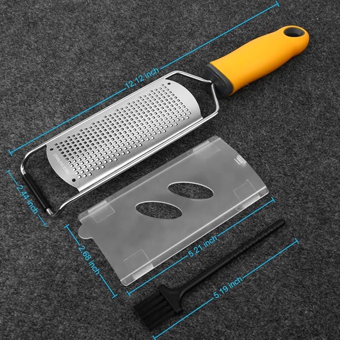 Pro Zester Grater, Lemon Parmesan Zester, Chocolate, With Razor-Sharp Stainless Steel Blade, Protective Cover and Cleaning brush, Dishwasher Safe, by Nspring