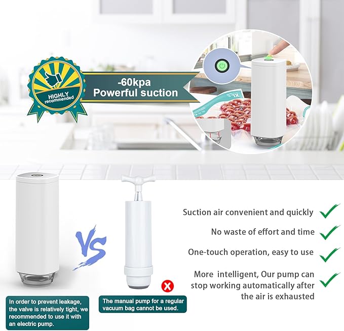 CABIBOX Compact Vacuum Sealer Machine, Automatic Food Vacuum Pump, Portable Vacuum Sealer Machine for Food Storage and Preservation
