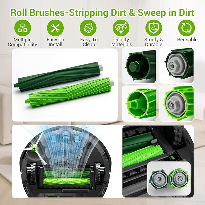 Bluevisk 22 Replacement Parts for iRobot Roomba i7 i7+ i2 i3 i3+ i4 i4+ i6 i6+ i8 i8+ J7 J7+ J9 E5 E6 E7 I,E & J Series Vacuum Cleaner,8 HEPA 8 Side Brushes 4 Rubber Roller Brush,1 Clean Brush