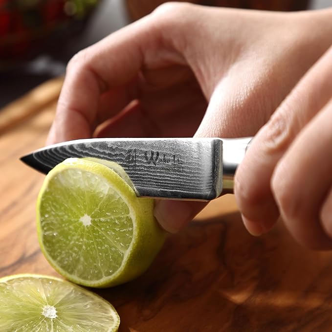 Wakoli Mikata Santoku Knife Set, 3-Piece VG10 Damascus, Micarta Handles