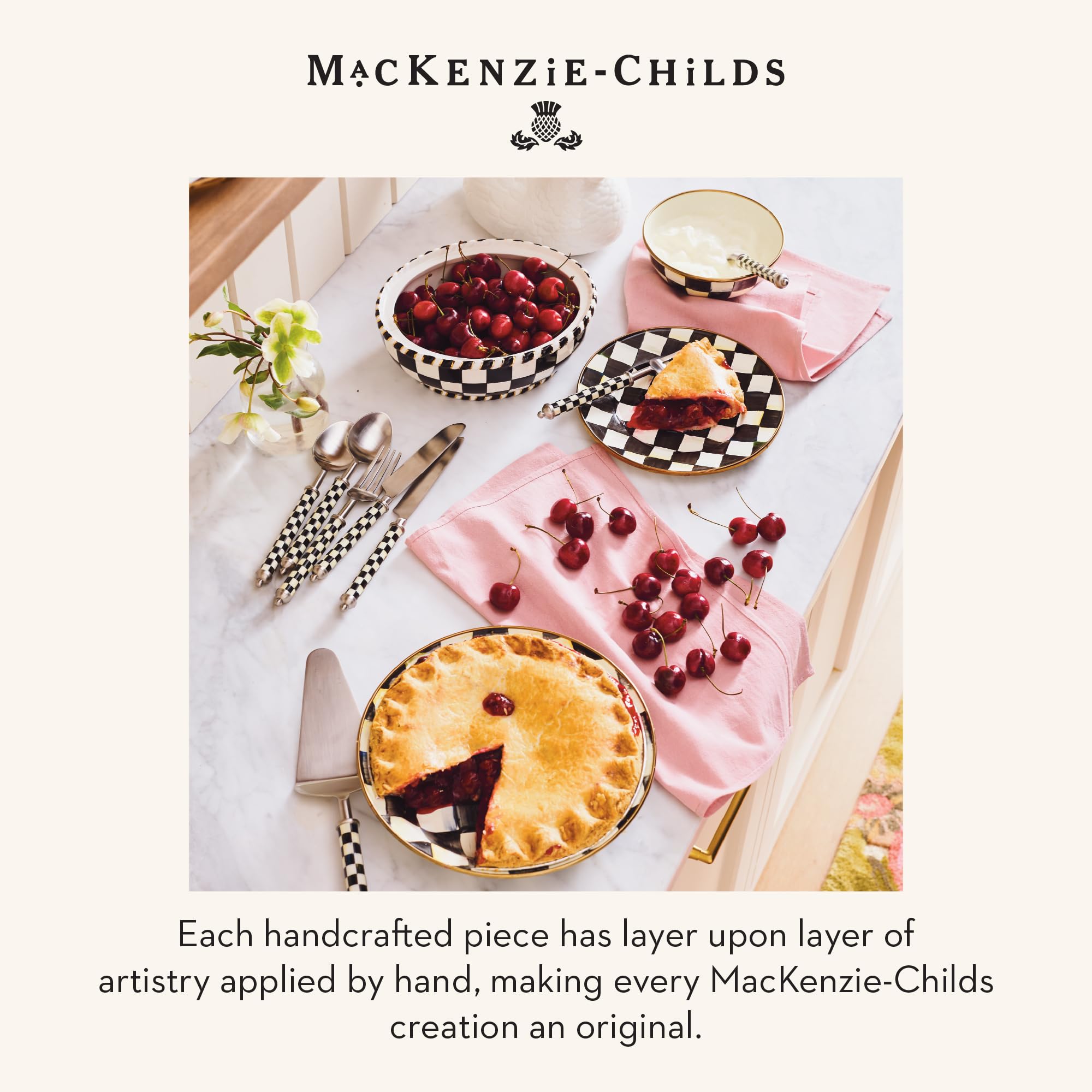 MACKENZIE-CHILDS Everyday Bowl, Extra Small, Black-and-White Courtly Check