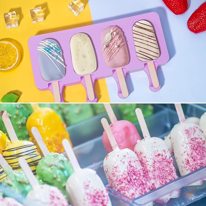 Ozera Popsicles Molds, 2 Pack Silicone Cake Pop Molds Cakesicle Maker Set