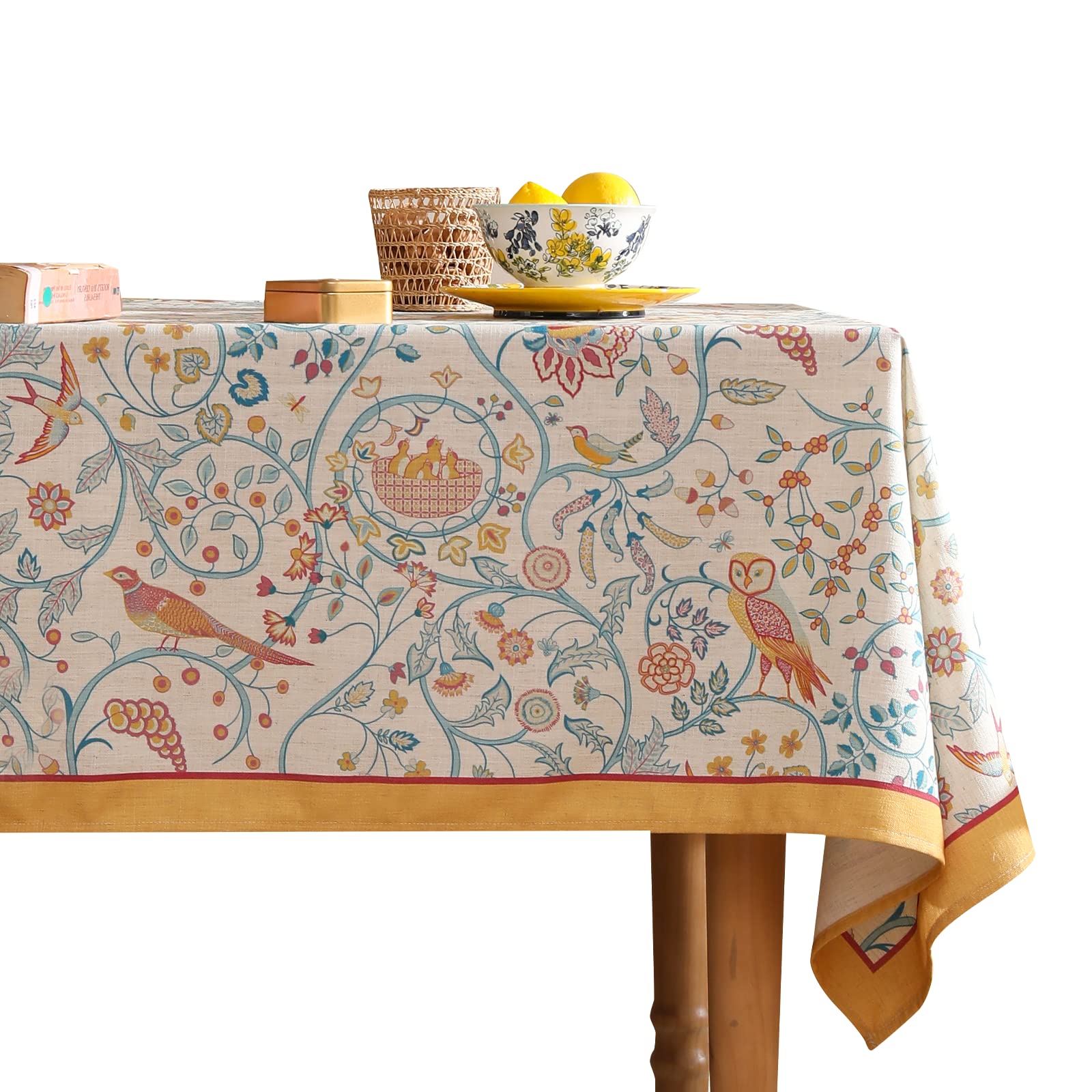 patdrea Vintage French Linen Tablecloth,Square,67"x67"-Magnolia