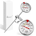 Telead Upgraded Candy Thermometer Waterproof IP67 - Oil Thermometer for Frying with Clips - 9" Side of Pot Rainbow dial Thermometer Deep Fry for Oil Candy Candle BBQ - Silver XL