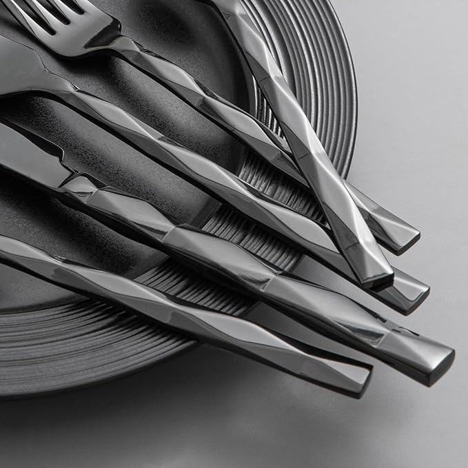 60 Piece 18/10 Black Silverware Set,Stainless Steel Flatware Cutlery for 12