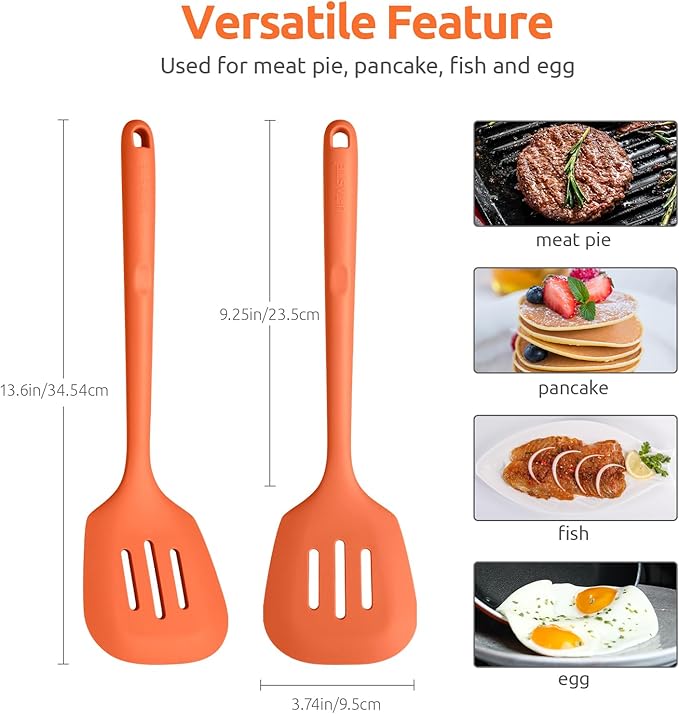 U-Taste Silicone Turner Slotted Spatula, 13.6" Long/3.7" Wide, Orange