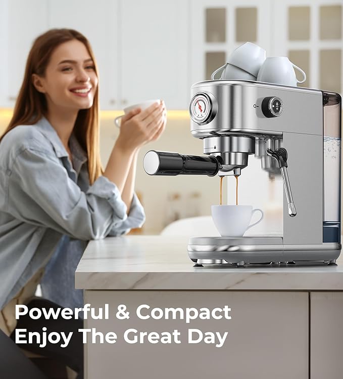 atatix Espresso Machine with Milk Frother, 20 Bar Pressure Espresso Maker