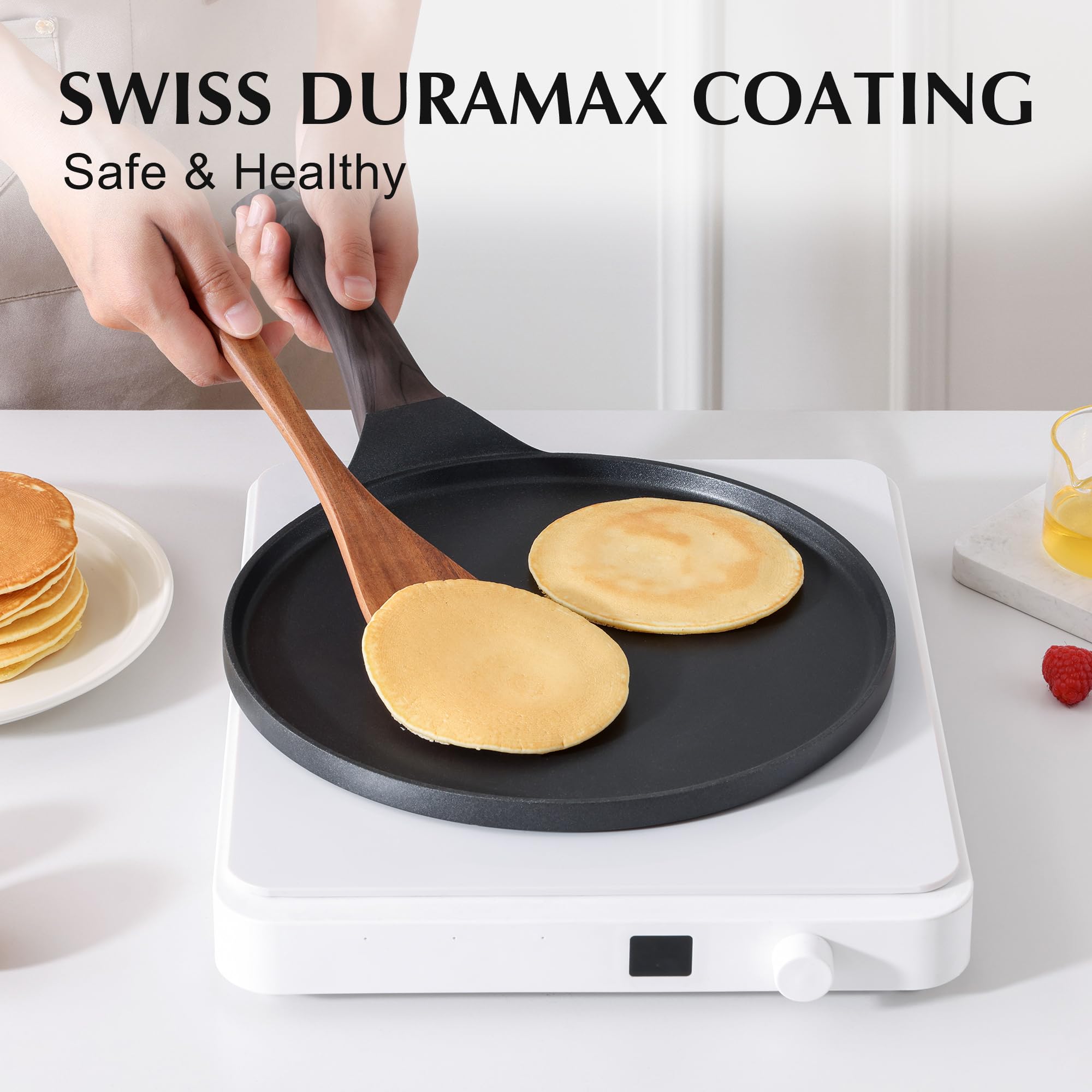 SENSARTE 10 Inch Nonstick Crepe Pan Granite Coating Pancake Pan Black