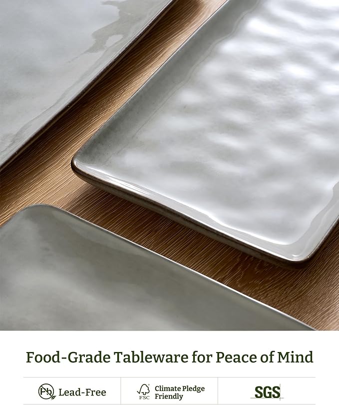 Famiware Serving Platters Set of 3 Sizes - Rectangular, Grey