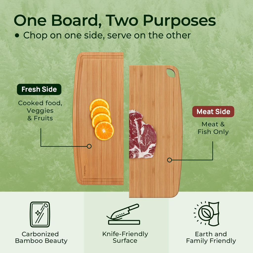 Keechee Dishwasher Safe Bamboo Cutting Boards 15.4x11.7in Heat-Resistant Chopping & Charcuterie Board with Juice Groove, Durable Lightweight Kitchen Essentials for Meat, Vegetables, Easy Clean