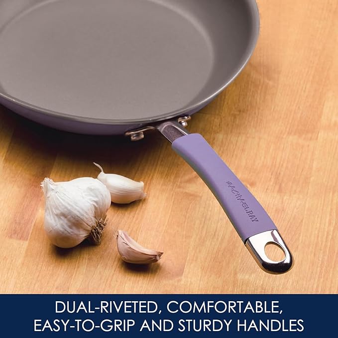Rachael Ray Cucina Nonstick Cookware, Lavender Purple Pots and Pans Set, 12-Piece