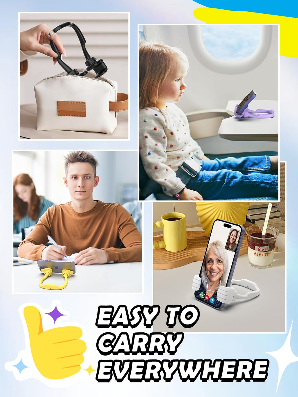 4 Pack Thumbs Up Lazy Phone Holder Stocking Stuffers for Teen Boys Girls