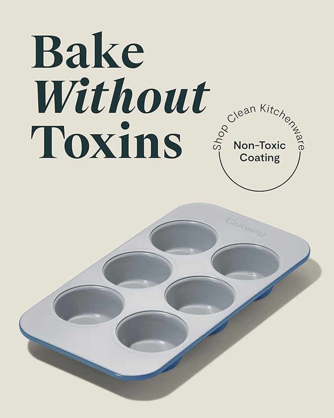 Caraway Non-Stick Ceramic-Coated 6-Cup Muffin Pan Duo
