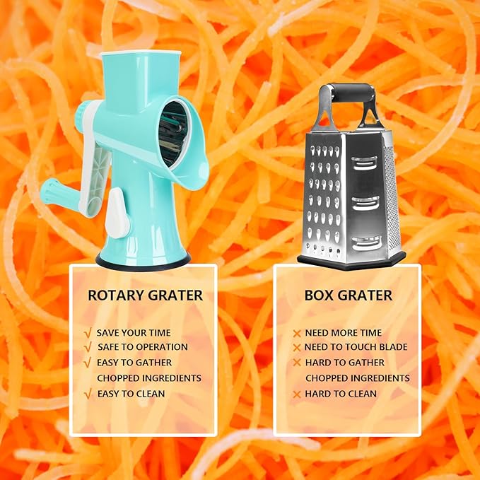 TiwisiTe Rotary Cheese Grater with Handle-Versatile Cheese Grater