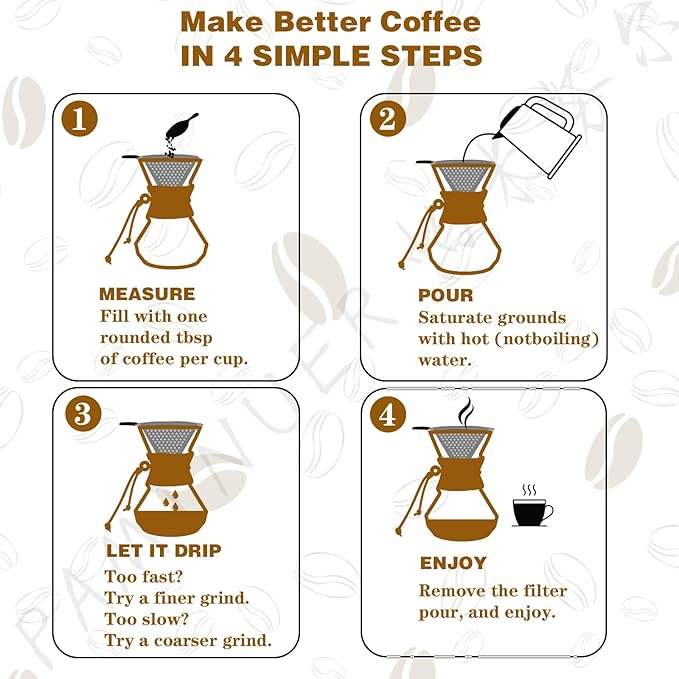 COFISUKI Pour Over Coffee Maker with Reusable Stainless Steel Drip Filter, Lead-Free Borosilicate Glass Coffee Carafe with Modern Wooden Collar for 1-4Cup, Diamond Clear (600ml/20oz)