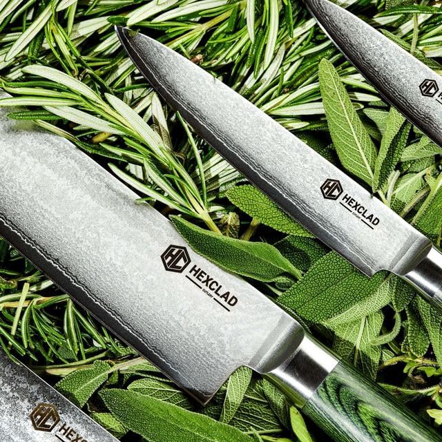 HexClad Green 6 Piece Japanese Damascus Stainless Steel Knife Set