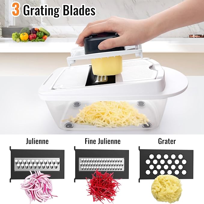 Ukeetap 8-Blade Cook Tool & Gadget Sets, Chopper Slicer Grater Set, White
