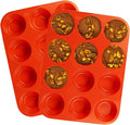 LERIYUFS 12 Cups Silicone Mini Muffin Pan Set, Nonstick Mini Cupcake Pans, BPA Free Small Muffin Tin for Baking, Set of 2 (Red+Red)
