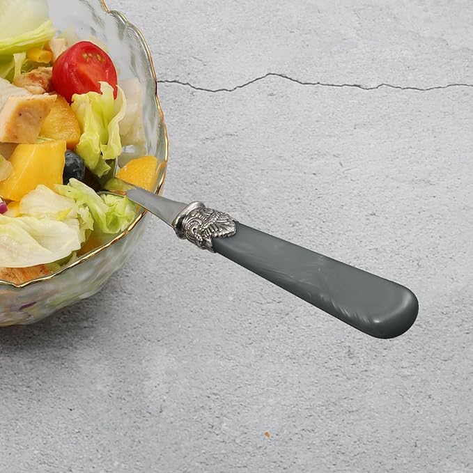 CATHYLIN 2-piece Salad Servers Stainless Steel Salad Serving Set Salad Fork and Spoon (Grey)