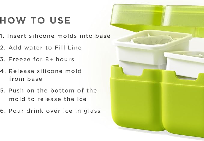 Ice Molds, Large Easy-Release Cube with Flower Pattern, Set of 2, Deco