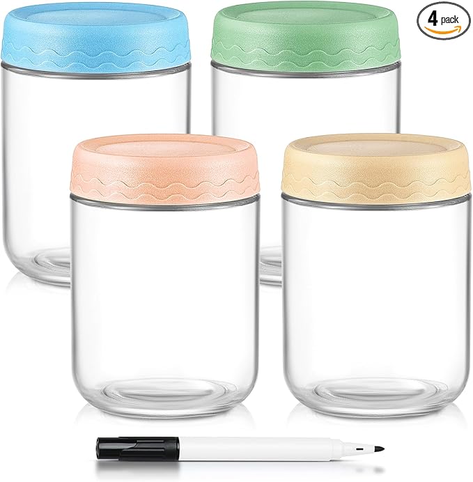 DRKIO 16 Oz Glass Overnight Oats Containers with Lids Chia Pudding Jars