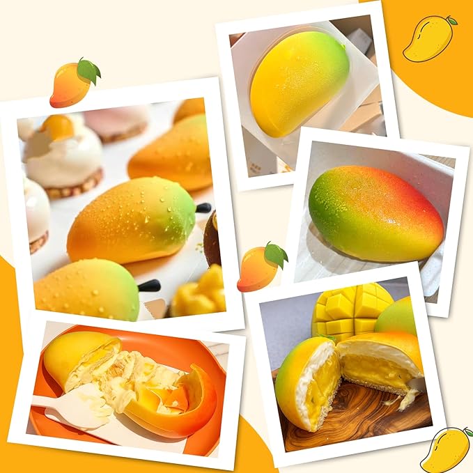 Palksky Mango Silicone Molds, 2Pack 8 Cavity 3D Fruit Pastry Molds for Chocolate, Candy, Ice Cream, Pudding, Jelly, Bakeware, Mousse Cakes Baking Supplies