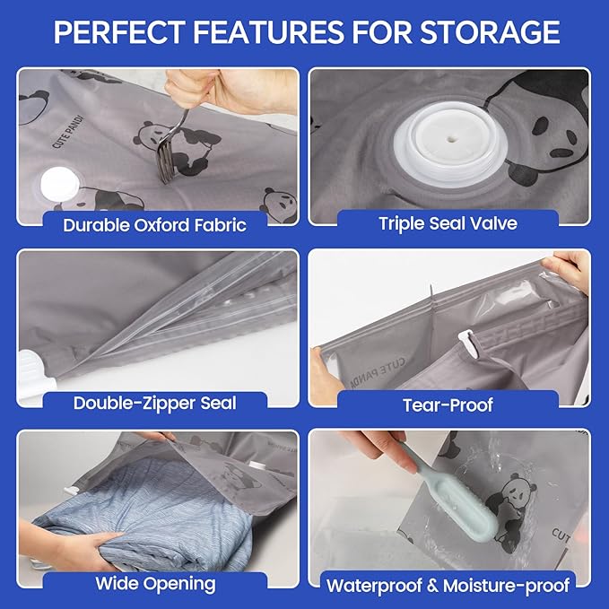 Bfhosehold 12 Pack Oxford Ripstop Vacuum Storage Bags with Pump