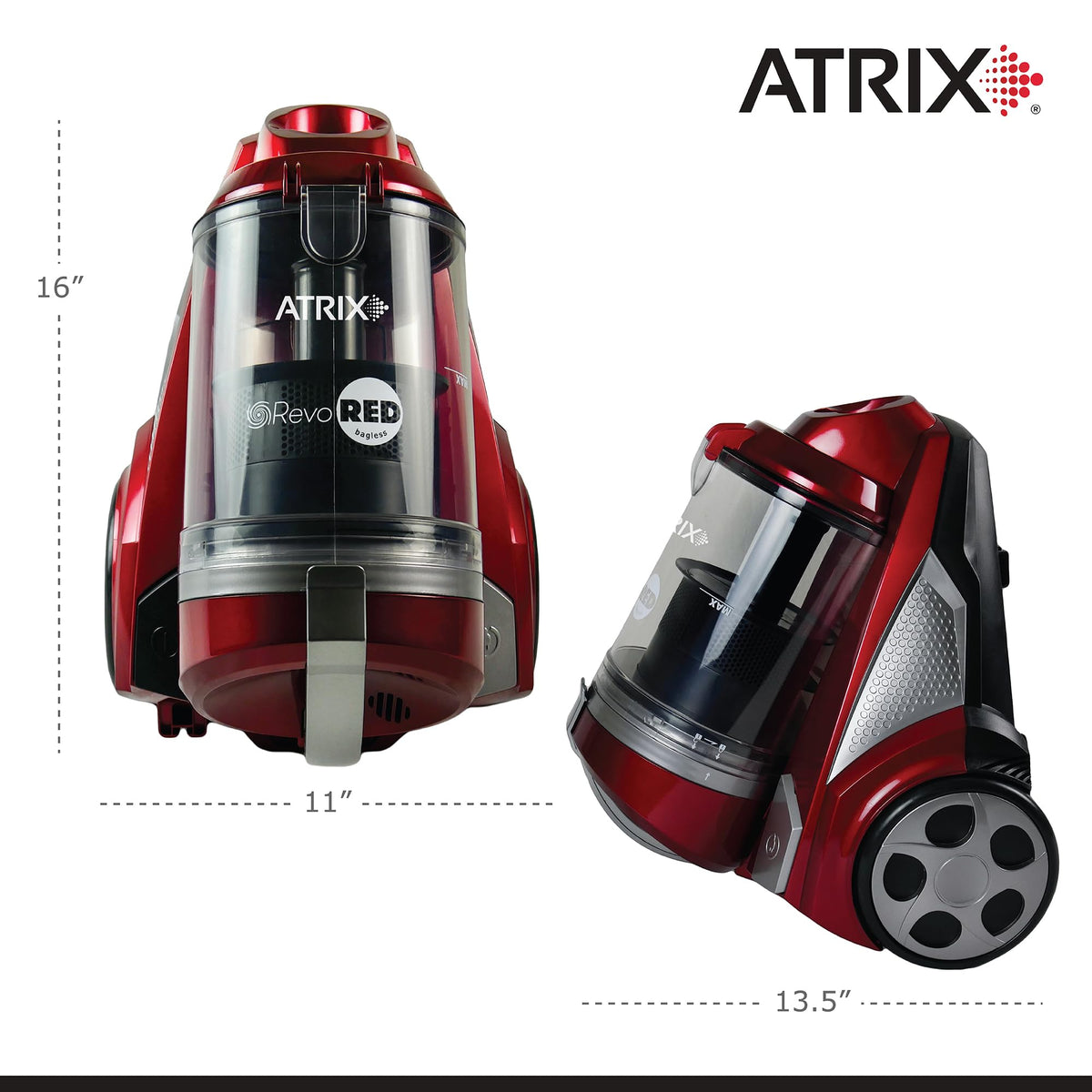 Atrix AHC-RR Revo Red Canister Vacuum Bagless
