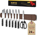 Swaitee Magnetic Knife Holder for Wall, 24 Inch Large Acacia Wood Magnetic Knife Strip, Kitchen Storage Organizer, Fridge Side Mount, Housewarming Gifts for New Home