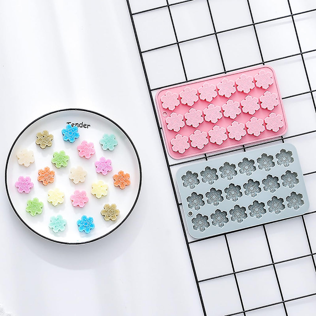 2 Pcs Snowflake Silicone Molds, 18-Cavity 3D Christmas Snowflake Chocolate Silicone Molds for DIY Christmas Winter Jello Candy Cupcake Fondant Baking Polymer Clay Decoration