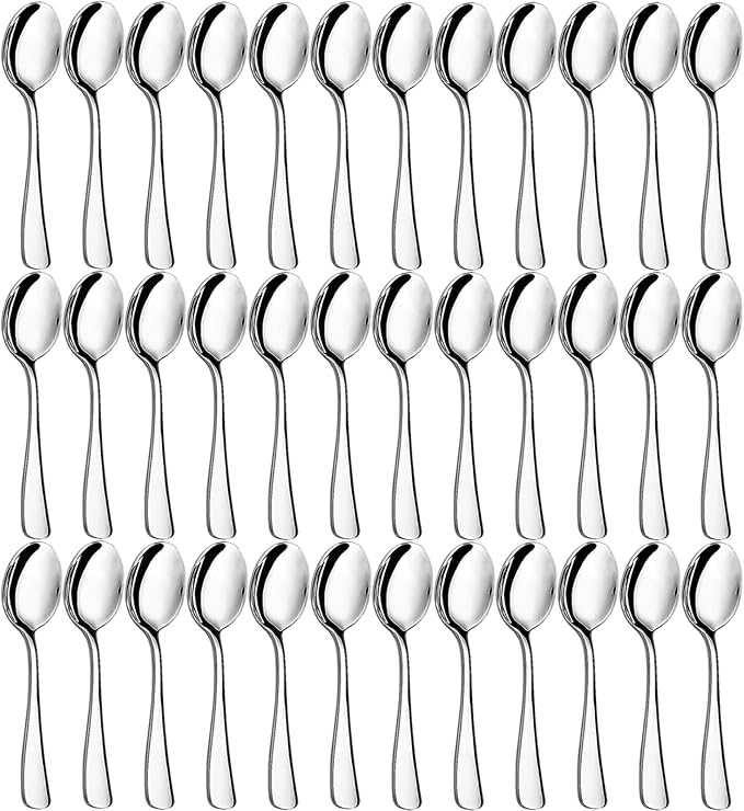 36-Piece Teas Spoons Set (5.6 inch), Stainless Steel Spoons Silverware, Dessert Spoons, Coffee Spoons,Table Spoon Use for Home, Kitchen and Restaurant - Mirror Polished, Dishwasher Safe