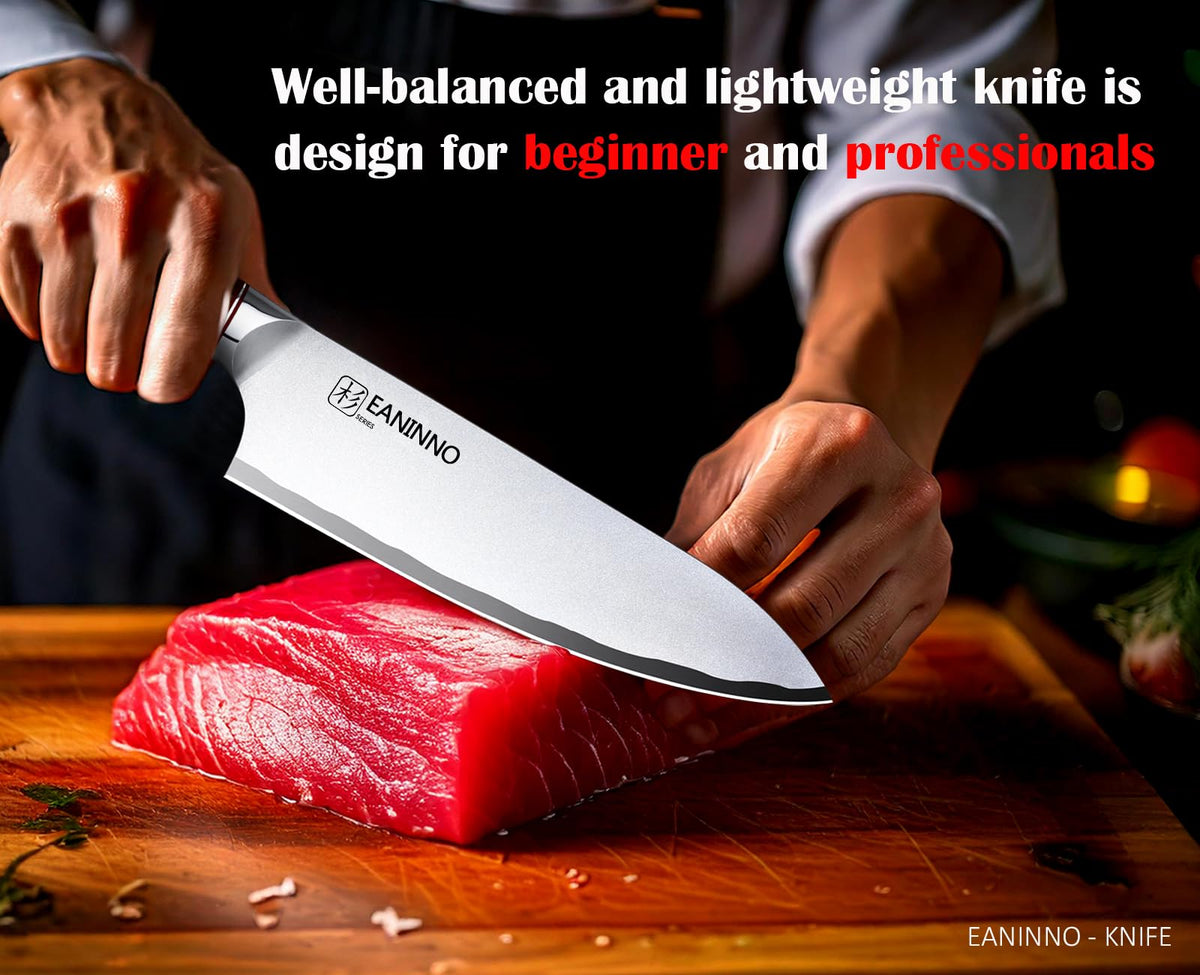 EANINNO Kitchen Chef Knife 8 inch Japanese High Carbon Steel Sharp Knife
